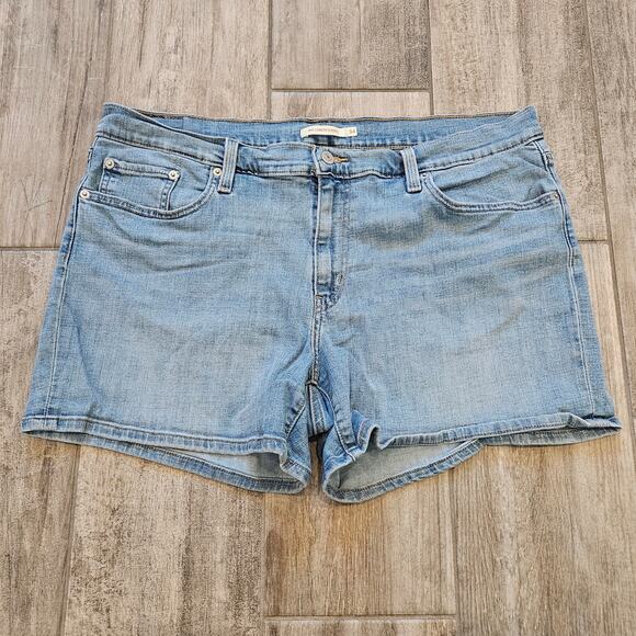 Levi’s Denim Mid Length Shorts Women’s 34 Blue Jean Cutoff Raw Hem Casual Summer - Picture 1 of 8